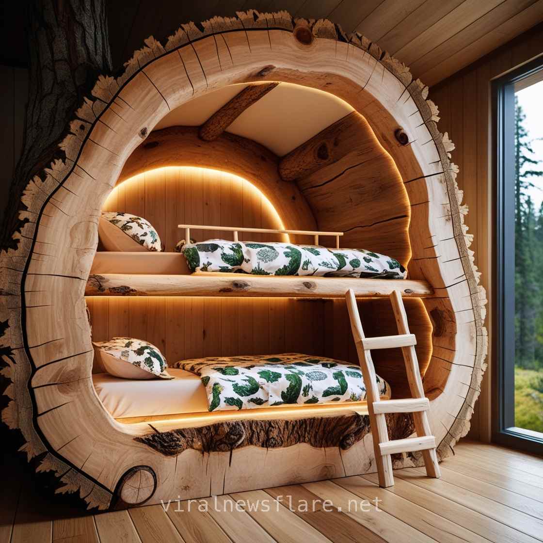 Hollow Log Bunk Beds