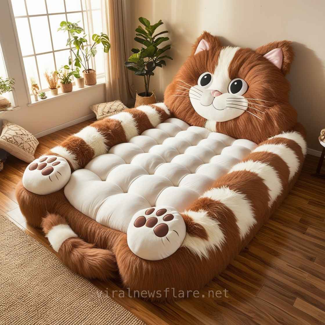 giant cat shaped bed