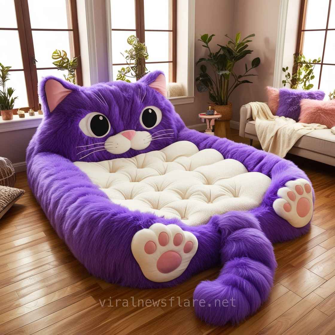 giant cat shaped bed