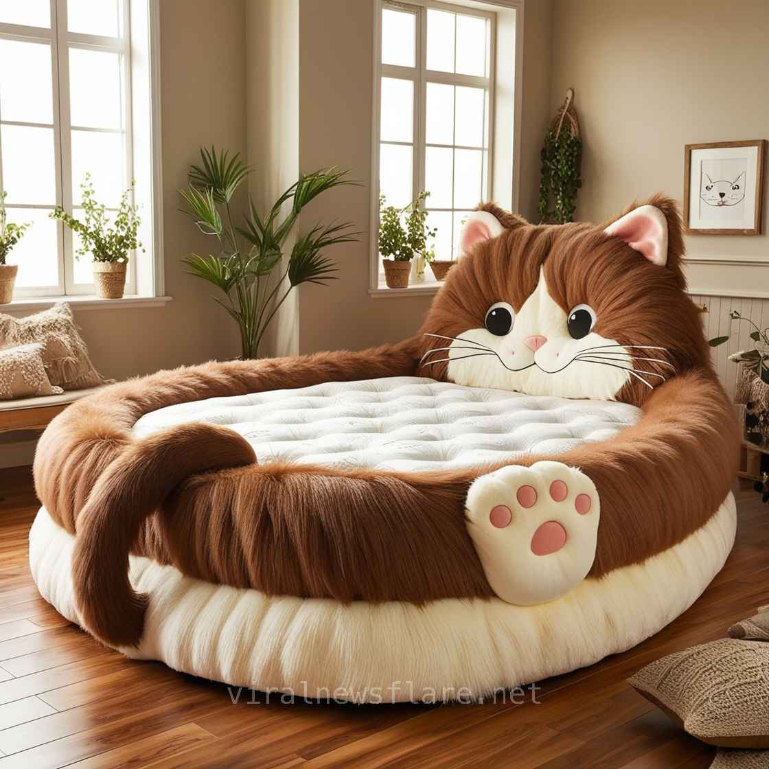 giant cat shaped bed