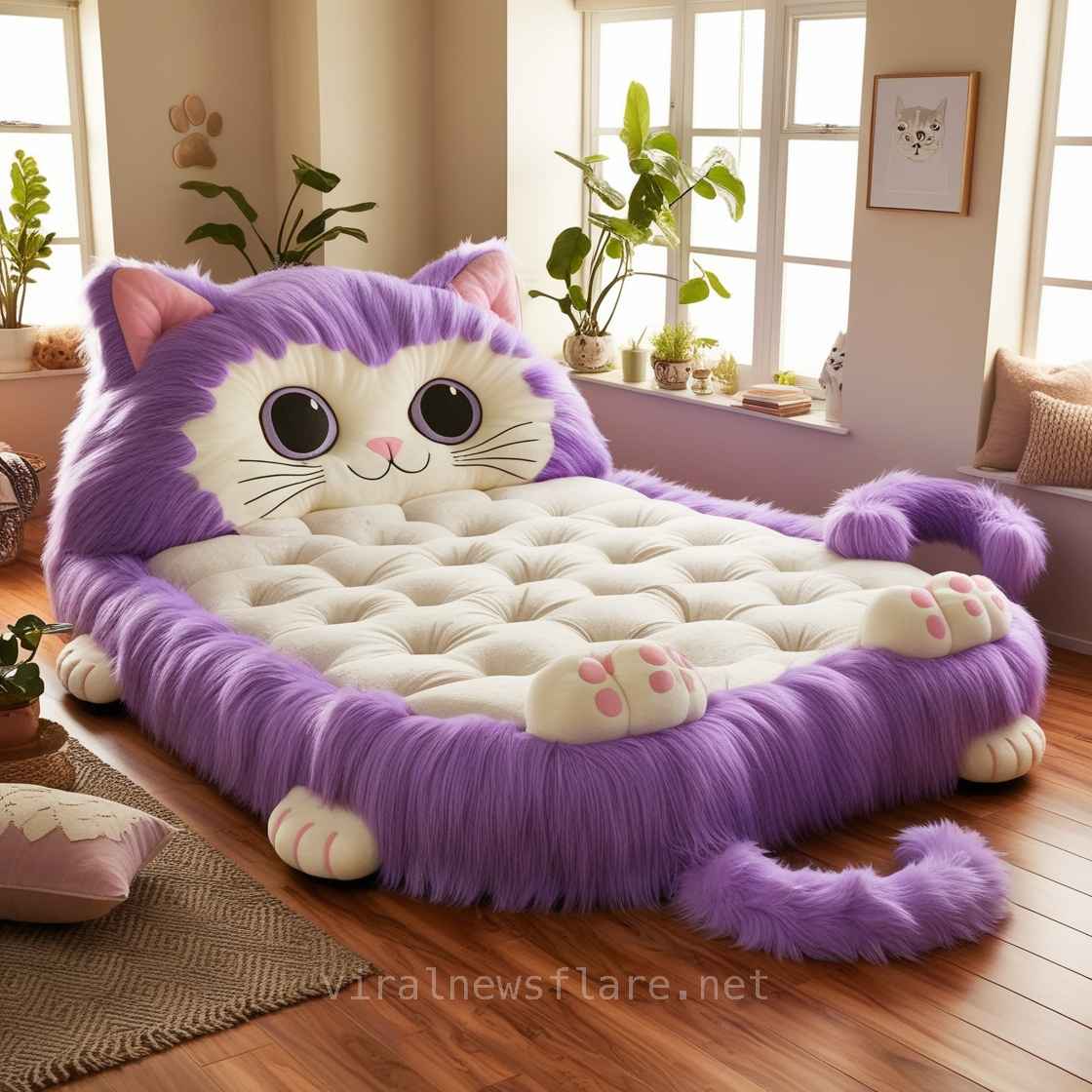 giant cat shaped bed