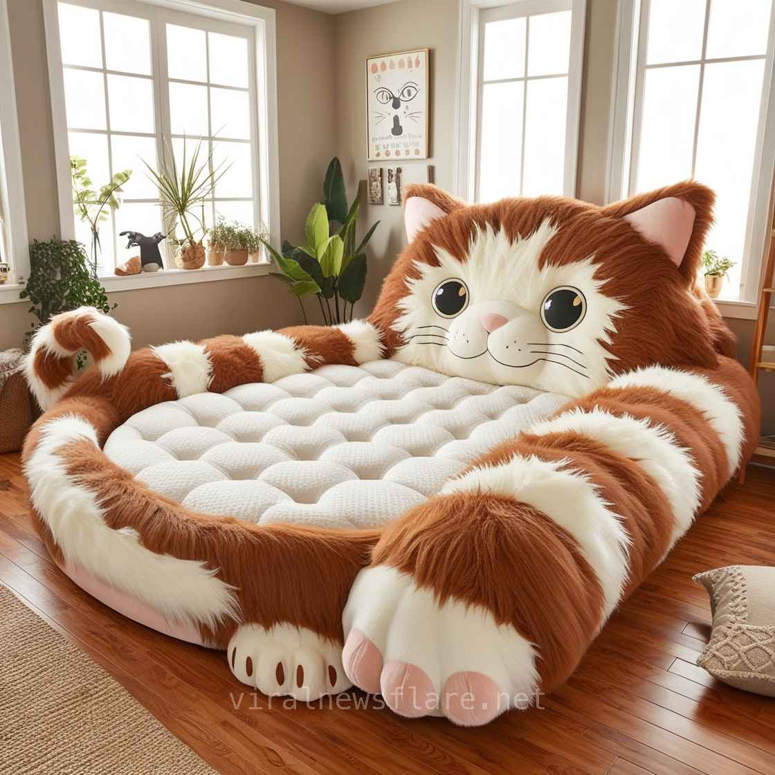 giant cat shaped bed