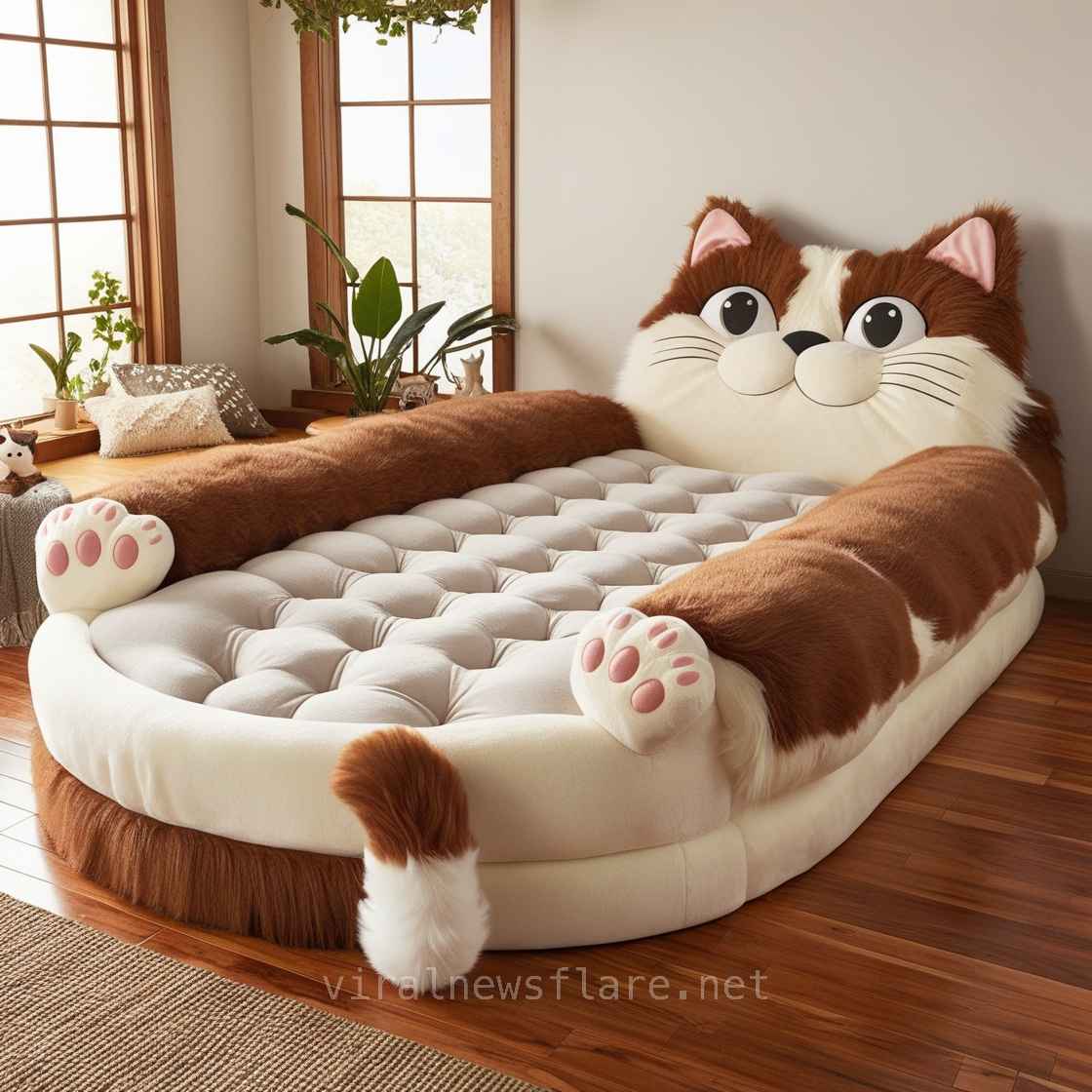 giant cat shaped bed