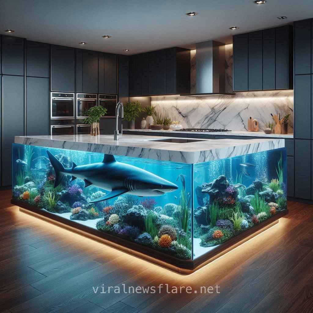 Shark Aquarium Kitchen Island