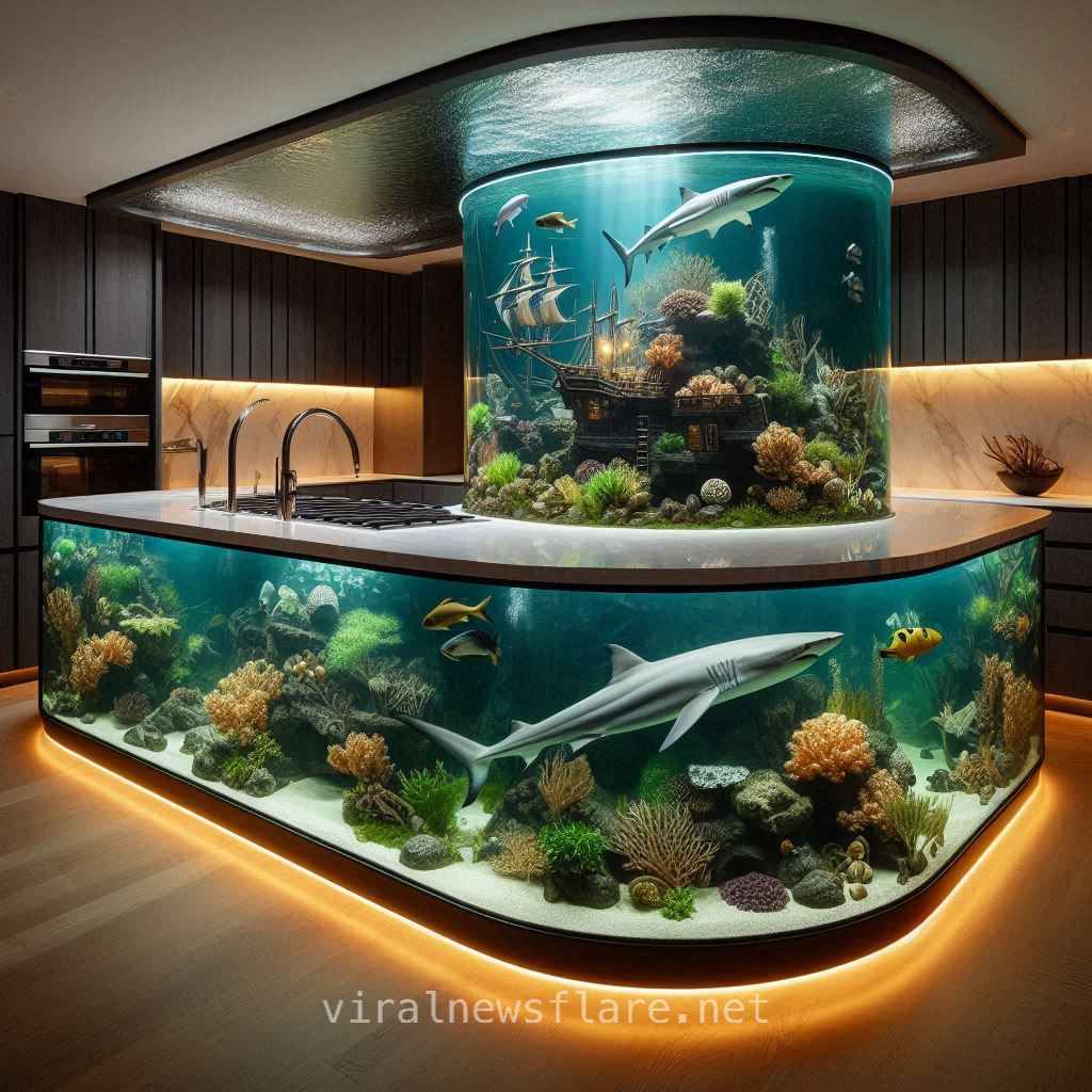 Shark Aquarium Kitchen Island