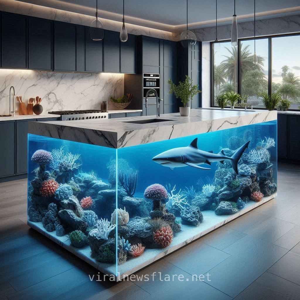 Shark Aquarium Kitchen Island