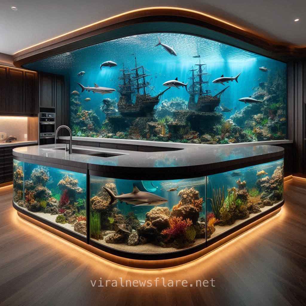 Shark Aquarium Kitchen Island