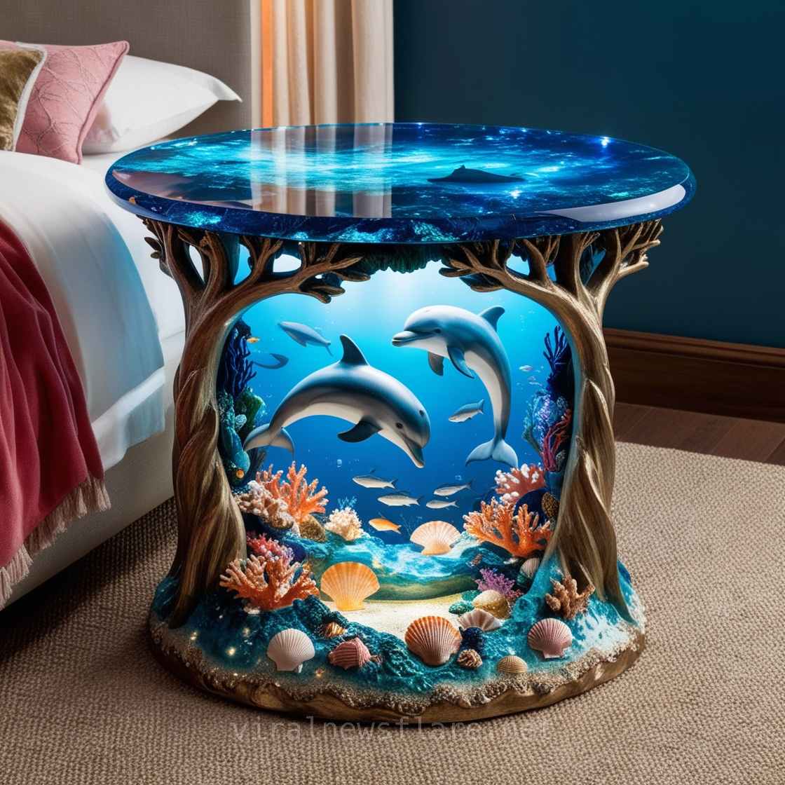 Dolphin Themed Side Table