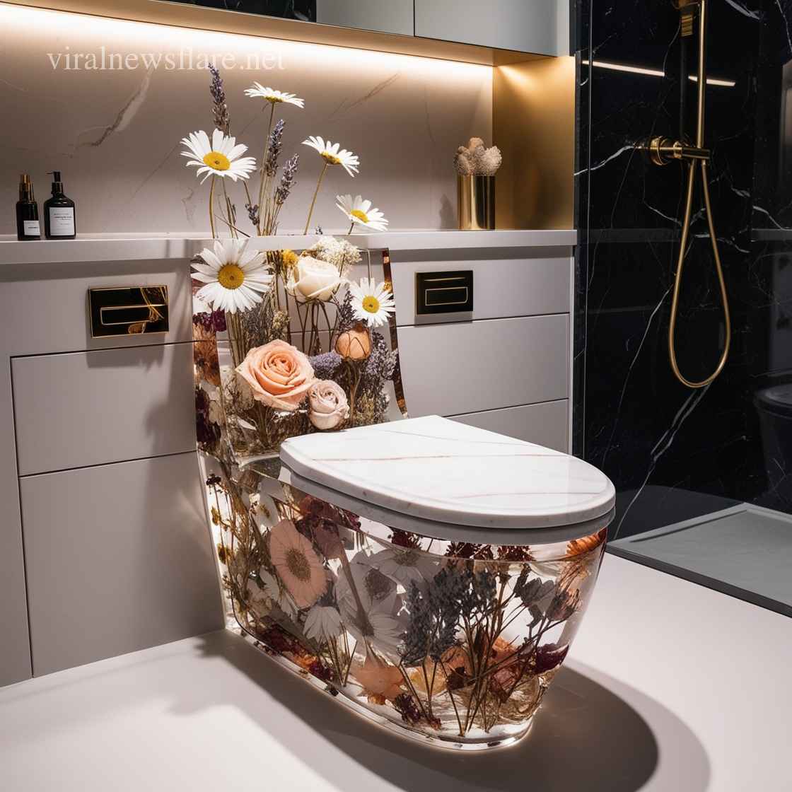 Epoxy Flower Toilet