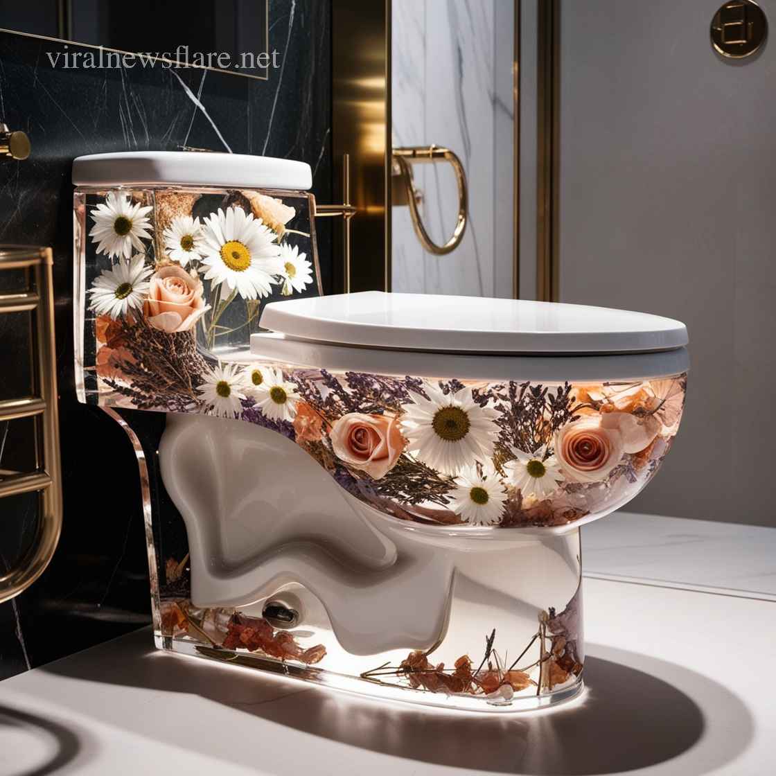 Epoxy Flower Toilet