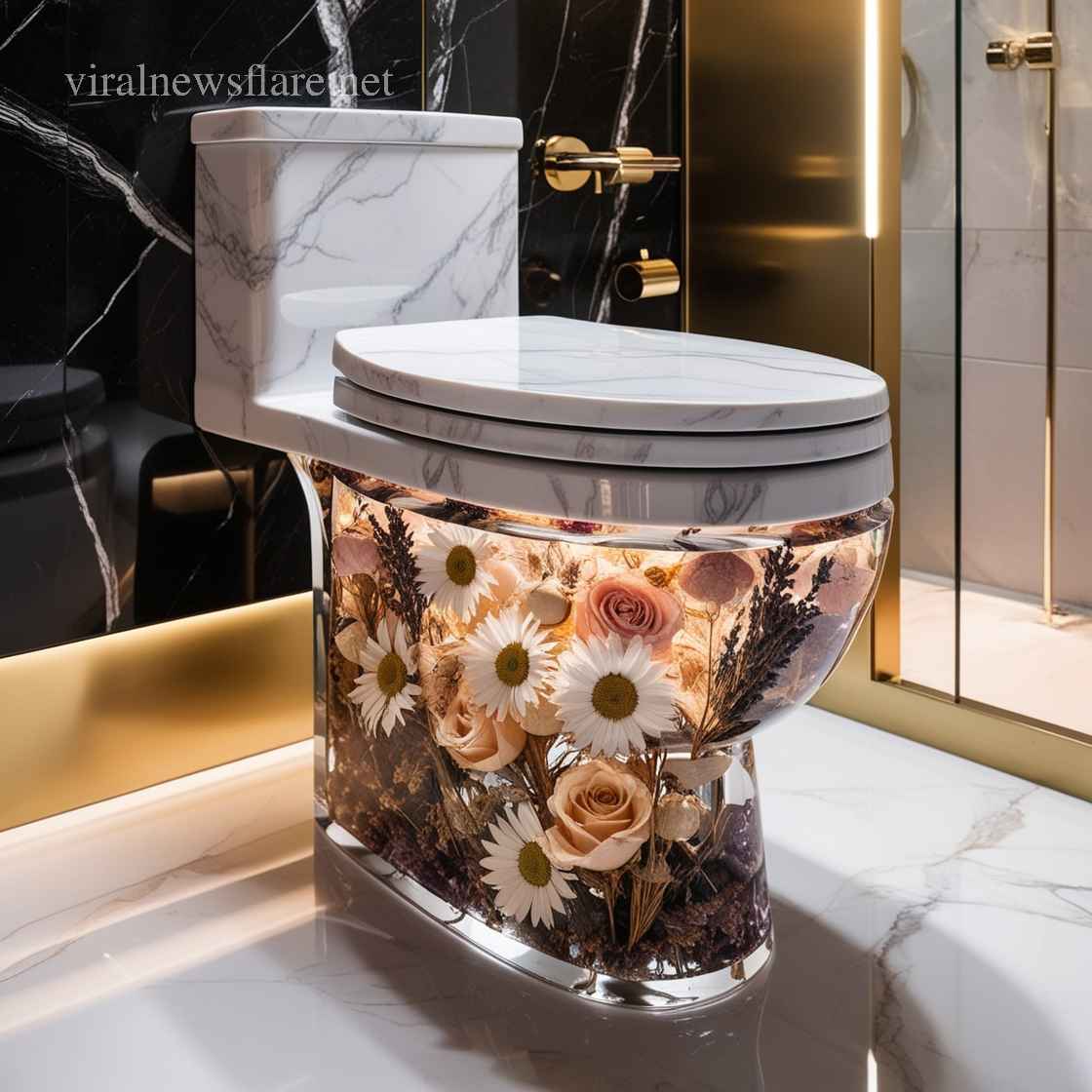 Epoxy Flower Toilet