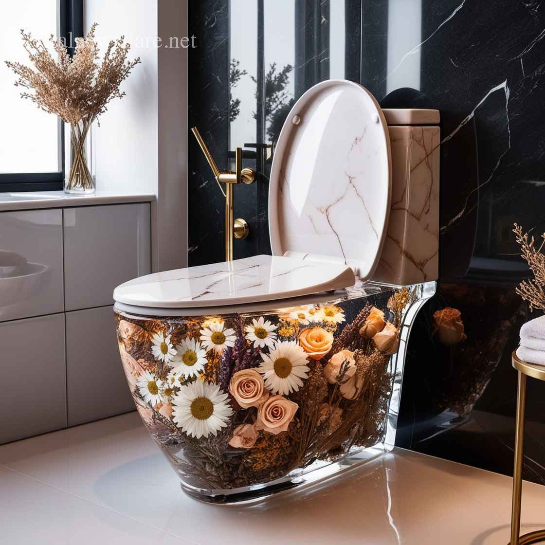 Epoxy Flower Toilet